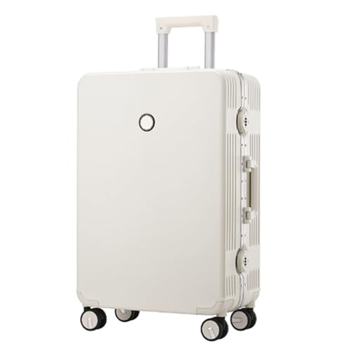 ASerZenith Koffer mit Rahmen aus Aluminiumlegierung, Verstellbarer Koffer mit 3 zweireihigen Rollen für Geschäftsreisen und Reisen (weiß, 20 Zoll) von ASerZenith