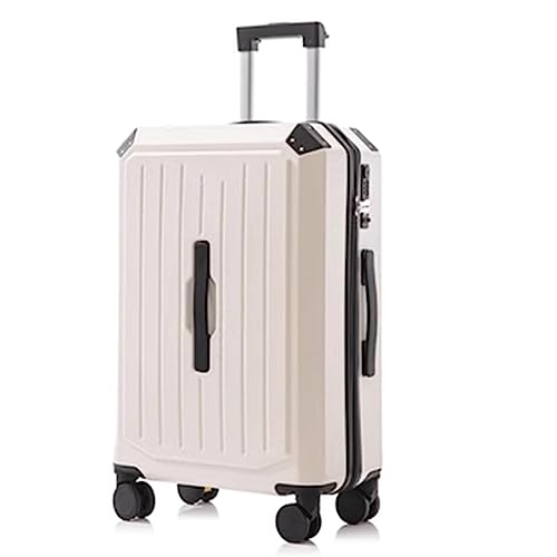 ASerZenith Koffer mit großem Fassungsvermögen, Handgepäckkoffer im wiederaufladbaren Design mit Getränkehalter, Geschäftsreisekoffer (weiß, 20 Zoll) von ASerZenith