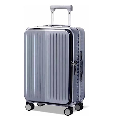 ASerZenith Rollkoffer, Handgepäck mit großer Kapazität, Koffer im abnehmbaren Seitentaschen-Design, Zahlenschloss (Silber 22 Zoll) von ASerZenith