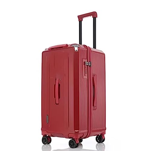 Reisegepäck mit großem Fassungsvermögen, Koffer mit Spinner-Rädern, unterteiltem Stauraum, mehrstufiger Einstellstange, Zollschloss (Rot, 24 Zoll) von ASerZenith