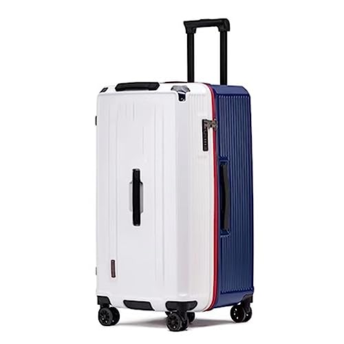 Reisegepäck mit großem Fassungsvermögen, Koffer mit Spinner-Rädern, unterteiltem Stauraum, mehrstufiger Einstellstange, Zollschloss (Weiß-Blau, 26 Zoll) von ASerZenith