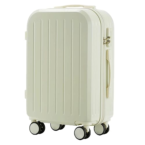 Rollkoffer, robuster Koffer mit großer Kapazität, Handgepäck für Studenten, Sicherheitskombinationsschloss, Damenkoffer (weiß, 26 Zoll) von ASerZenith
