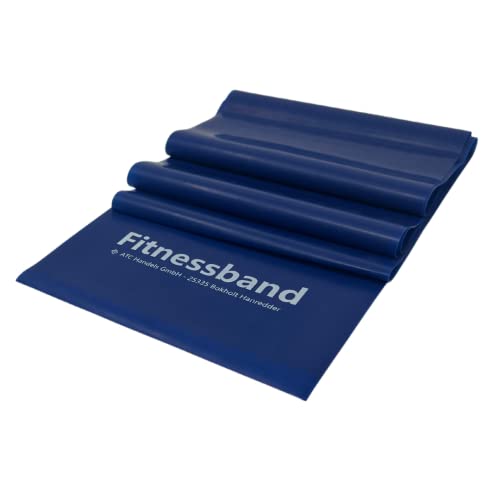 ATC Handels GmbH Fitnessband 1,5m, 2,5m, 5,5m und 25m x 15,5cm in 6 verschiedenen Stärken - Widerstandsband, Gymnastikband, Trainingsband, Sportband, Krafttraining und Yoga, 1,5m schwar blau von ATC Handels GmbH