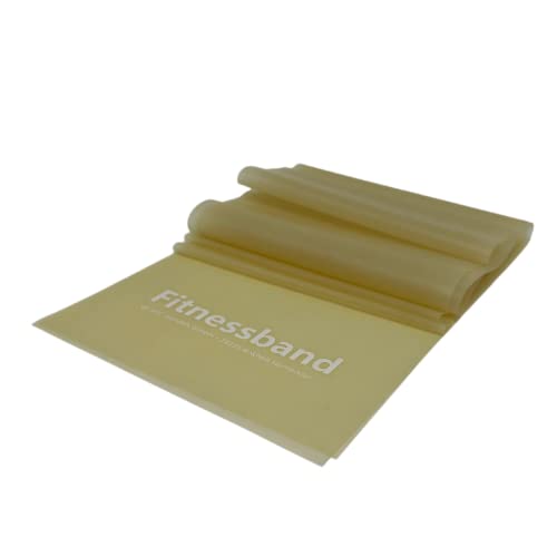 ATC Handels GmbH Fitnessband 1,5m, 2,5m, 5,5m und 25m x 15,5cm in 6 verschiedenen Stärken - Widerstandsband, Gymnastikband, Trainingsband, Sportband, Krafttraining und Yoga, 1,5m super leicht beige von ATC Handels GmbH