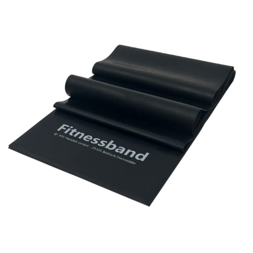 ATC Handels GmbH Fitnessband 1,5m, 2,5m, 5,5m und 25m x 15,5cm in 6 verschiedenen Stärken - Widerstandsband, Gymnastikband, Trainingsband, Sportband, Krafttraining und Yoga, 25m extra schwer schwarz von ATC Handels GmbH