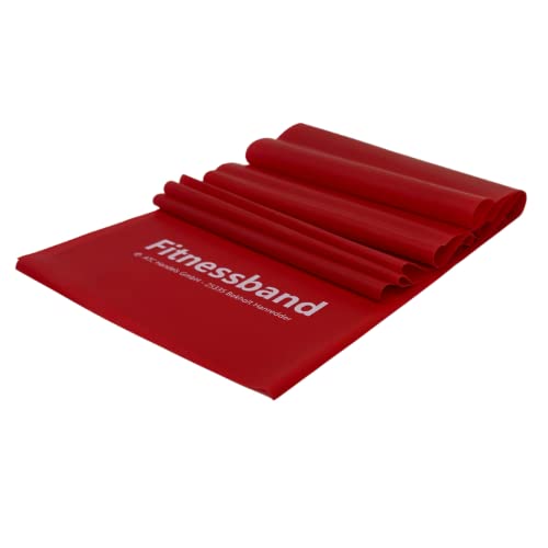 ATC Handels GmbH Fitnessband 1,5m, 2,5m, 5,5m und 25m x 15,5cm in 6 verschiedenen Stärken - Widerstandsband, Gymnastikband, Trainingsband, Sportband, Krafttraining und Yoga, 25m leicht rot von ATC Handels GmbH