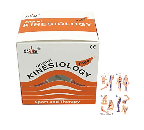 Original Nasara Kinesiologie Tape 5m x 5cm Set inkl. ATC Anleitung mit Klebetechniken - Kinesiotape, Sporttape, Fitnesstape, Tapes - Wasserfest & Atmungsaktiv Orange von ATC Handels GmbH