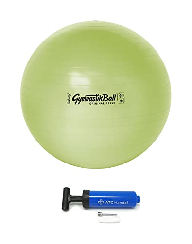 Original Pezzi Gymnastikball BioBased Ø 42, 53, 65 & 75cm in Lime oder Sand Farbe inkl. ATC Ballpumpe - bis 400 kg belastbar - Fitness, Reha, Therapie, Gymnastik, Aerobic und als Sitzball fürs Büro von ATC Handels GmbH