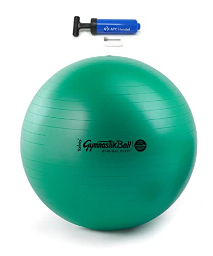 Original Pezzi Gymnastikball Maxafe Ø 42, 53, 65 & 75cm in Allen Farben inkl. ATC Ballpumpe - bis 400 kg belastbar - Fitness, Reha, Therapie, Gymnastik und als Sitzball fürs Büro, 42cm grün von ATC Handels GmbH