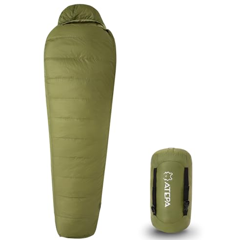 ATEPA Daunenschlafsack, multifunktionaler Mumienschlafsack, 3-in-1 Schlafsack Outdoor, 4 Jahreszeiten warm, komfortabel, wasserabweisend, ideal für Erwachsene bei Reisen, Abenteuern und Camping,Grün ATEPA Daunenschlafsack, multifunktionaler Mumienschlafsack, 3-in-1 Schlafsack Outdoor, 4 Jahreszeiten warm, komfortabel, wasserabweisend, ideal für Erwachsene bei Reisen, Abenteuern und Camping,Grün von ATEPA