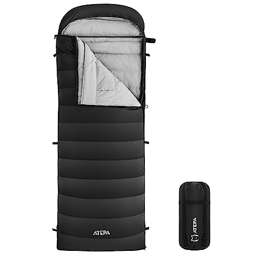 ATEPA Schlafsack Winter Outdoor,Daunenschlafsack, Übergröße Ultraleichter, 3 Jahreszeiten Warm, XXL Leichtgewicht, großartiger Komfort, Ideal für Rucksacktouren Erwachsene Camping, Wandern, Schwarz ATEPA Schlafsack Winter Outdoor,Daunenschlafsack, Übergröße Ultraleichter, 3 Jahreszeiten Warm, XXL Leichtgewicht, großartiger Komfort, Ideal für Rucksacktouren Erwachsene Camping, Wandern, Schwarz von ATEPA