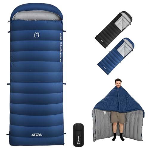 Atepa Rucksack-Schlafsack leicht, warme Schlafsäcke für Erwachsene, kaltes Wetter, zum Wandern, Camping - XL Compact 4 Jahreszeiten, 0 20 30 Grad marineblauer Umschlag Schlafsack von ATEPA