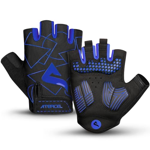 ATERCEL Fahrradhandschuhe Halbfinger für Herren Damen - Radsporthandschuhe MTB Handschuhe mit SBR-Polsterung für Radfahren, MTB, Fitness, Blau, M ATERCEL Fahrradhandschuhe Halbfinger für Herren Damen - Radsporthandschuhe MTB Handschuhe mit SBR-Polsterung für Radfahren, MTB, Fitness, Blau, M von ATERCEL