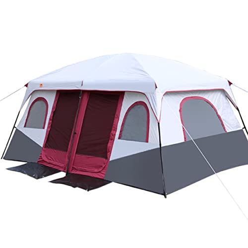 ATHUAH Großes Zelt, Campingzelt, Familienzelt für 8–12 Personen, 2 Schlafzimmer, Festival-Party, unverzichtbares großes Zelt, wasserdichtes Zelt, 4800 mm-430 x 305 x 203 cm (Farbe: Rot) von ATHUAH