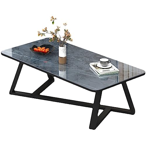 ATHUAH Industrieller Sofa-Cocktailtisch, moderner rechteckiger Glas-Couchtisch, Mitteltisch, Glas-Konsolentisch mit Metallbeinen, für Wohnzimmer, Zuhause, Büro, Empfangsraum, Grau von ATHUAH