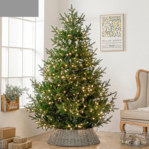 ATHUAH NEIMENG 6Ft Vorbeleuchteter künstlicher Weihnachtsbaum mit LED-Beleuchtung, Zweigspitzen, Zäune, Faltbarer Metallständer, für Büro Zuhause Urlaub Party Dekoration,M von ATHUAH