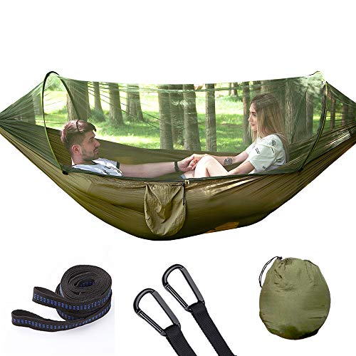 ATHUAH Netz Camping, Ultraleichtes tragbares winddichtes, Anti-Schaukel-Schlafbett Netz für Outdoor, Wandern, Rucksackreisen - 250 * 120 cm, Grün1 von ATHUAH