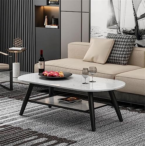 ATHUAH Rechteckiger Couchtisch aus Marmor, moderner Beistelltisch mit Metallrahmen, für Kaffee, Esszimmer, Wohnzimmer, Küche, kleiner Ständer, modernes Design, Wohnmöbel, marmorierbar, Schwarz von ATHUAH