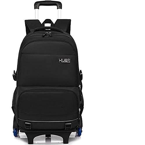 ATHUAH Trolley-Rucksack mit Rollen, Reise-Trolley-Rucksack, praktischer Studentenrucksack-grau_Sechs Spins ohne Blitz,Kindertrolley-Rucksack, Schwarz , Six-wheeled flash von ATHUAH