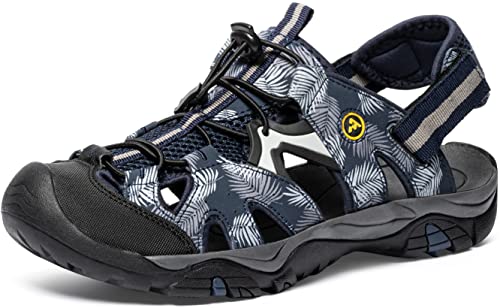 ATIKA Herren athletische Outdoor-Wandersandalen mit geschlossenem Zehensystem, leichte Sportsandalen geeignet Walking, Trailing, Wandern, Wasserschuhe im Sommer, M142 1pack Palm Navy, 45 EU von ATIKA