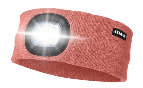 ATNKE LED Beleuchtetes Stirnband, Wiederaufladbare USB Lauf Stirnbänder mit Licht Extrem Heller 4 LED Lampe Winter Warme Stirnlampe für Herren und Damen Geschenke/Bean Paste Powder ATNKE LED Beleuchtetes Stirnband, Wiederaufladbare USB Lauf Stirnbänder mit Licht Extrem Heller 4 LED Lampe Winter Warme Stirnlampe für Herren und Damen Geschenke/Bean Paste Powder von ATNKE