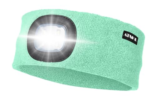 ATNKE LED Beleuchtetes Stirnband, Wiederaufladbare USB Lauf Stirnbänder mit Licht Extrem Heller 4 LED Lampe Winter Warme Stirnlampe für Herren und Damen Geschenke/Fruit Green ATNKE LED Beleuchtetes Stirnband, Wiederaufladbare USB Lauf Stirnbänder mit Licht Extrem Heller 4 LED Lampe Winter Warme Stirnlampe für Herren und Damen Geschenke/Fruit Green von ATNKE