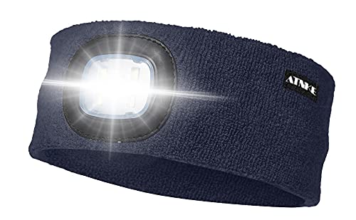 ATNKE LED Beleuchtetes Stirnband, Wiederaufladbare USB Lauf Stirnbänder mit Licht Extrem Heller 4 LED Lampe Winter Warme Stirnlampe für Herren und Damen Geschenke/Navy ATNKE LED Beleuchtetes Stirnband, Wiederaufladbare USB Lauf Stirnbänder mit Licht Extrem Heller 4 LED Lampe Winter Warme Stirnlampe für Herren und Damen Geschenke/Navy von ATNKE