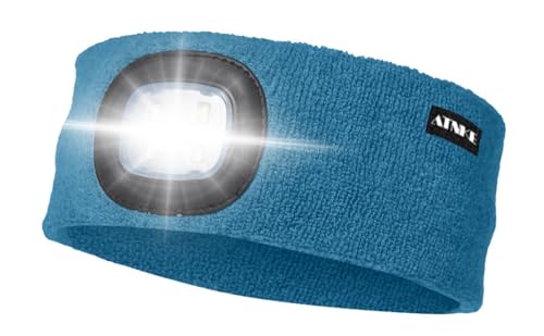ATNKE LED Beleuchtetes Stirnband, Wiederaufladbare USB Lauf Stirnbänder mit Licht Extrem Heller 4 LED Lampe Winter Warme Stirnlampe für Herren und Damen Geschenke/Peacock Blue ATNKE LED Beleuchtetes Stirnband, Wiederaufladbare USB Lauf Stirnbänder mit Licht Extrem Heller 4 LED Lampe Winter Warme Stirnlampe für Herren und Damen Geschenke/Peacock Blue von ATNKE