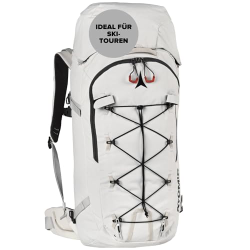 ATOMIC Backland FR 24+ Off White - leichter Skitouren-Rucksack mit flexiblem Stauraum & Rolltop - alpiner Wanderrucksack mit mehr als 24L - robuster & vielseitiger Ski-Rucksack mit Hüftgurt von ATOMIC