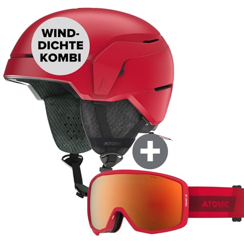 ATOMIC COUNT JR Skihelm & Skibrille für Kinder & Jugendliche - Helm Red Größe S - Mehr Sicherheit bei Aufprällen - 360° Fit System für - inkl. Sperical Brille Red für Klare Sicht von ATOMIC