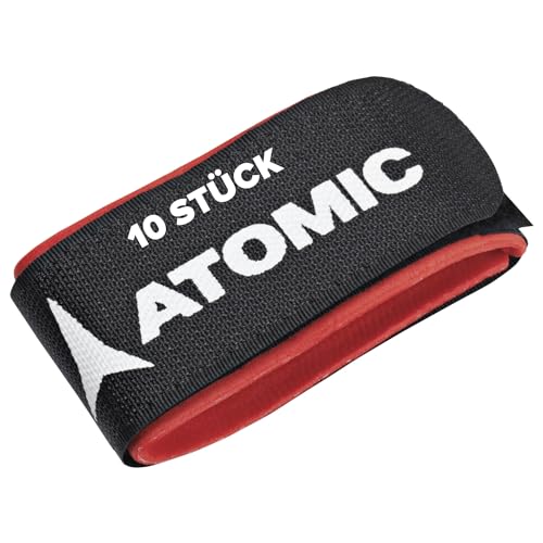 ATOMIC ECO SKI FIX in Schwarz & Rot - Praktisches 10er Set - Befestigungsriemen mit Klettband - Einfacher Ski-Transport - Zubehör zum Schutz von Kanten & Belag von ATOMIC