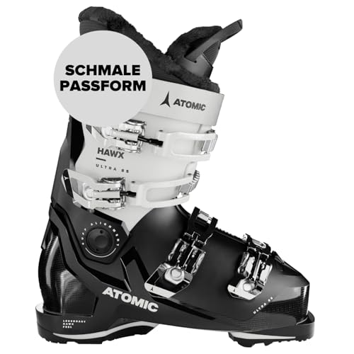 ATOMIC HAWX ULTRA 85 W GW Skischuhe - Größe 22/22.5 - Damen-Skischuh in Schwarz / Weiß - Boots mit 3D Knöchel & Ferse für anatomische Passform - Schmale Skistiefel mit 98 mm Passform von ATOMIC