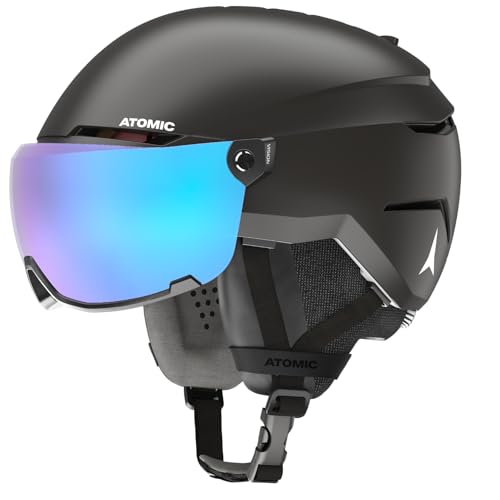 ATOMIC SAVOR VISOR JR Skihelm mit Visier - Schwarz - Größe XS - Für Kinder & Jugendliche - Max. Stoßdämpfung - Active Aircon Belüftung - Brille mit High End-Verspiegelung von ATOMIC