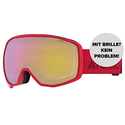 ATOMIC COUNT STEREO Skibrille - Rot - Klare Sicht & Blendschutz - Hochwertige Verspiegelung - Brille mit Live Fit Rahmen - Over The Glasses-kompatibel für Brillenträger ATOMIC COUNT STEREO Skibrille - Rot - Klare Sicht & Blendschutz - Hochwertige Verspiegelung - Brille mit Live Fit Rahmen - Over The Glasses-kompatibel für Brillenträger von ATOMIC