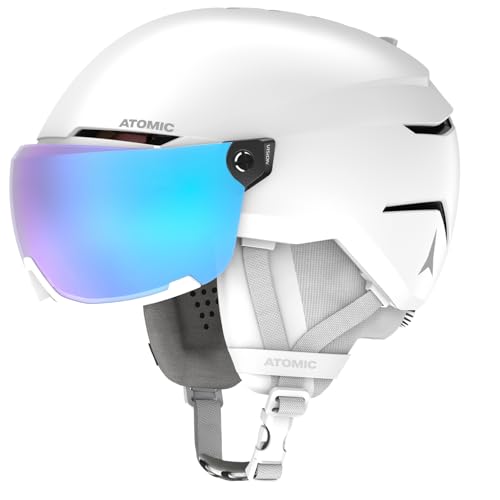 ATOMIC SAVOR VISOR STEREO Skihelm mit Visier - White Heather - Größe L - Maximale Stoßdämpfung - Active Aircon Belüftungssystem - Hochwertige Verspiegelung für klare Sicht, 59-63 von Salomon