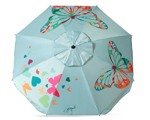 Atosa Strandschirm Ø 180 bis 220 cm, neigbar, aus Aluminium, Schmetterlinge mit UPF 50+ in verschiedenen Farben, blau, 220 CM, Einfach Atosa Strandschirm Ø 180 bis 220 cm, neigbar, aus Aluminium, Schmetterlinge mit UPF 50+ in verschiedenen Farben, blau, 220 CM, Einfach von ATOSA
