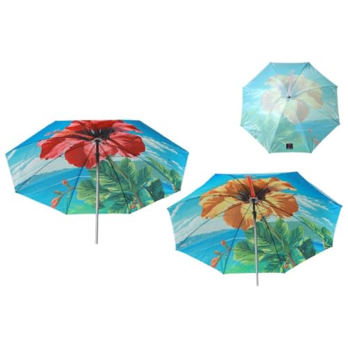 Atosa Strandschirm, tropisches Blumen-Design, Metall, Durchmesser 140 cm, Nylon, LSF 50+, 2 Möglichkeiten, mit Hülle, bunt Atosa Strandschirm, tropisches Blumen-Design, Metall, Durchmesser 140 cm, Nylon, LSF 50+, 2 Möglichkeiten, mit Hülle, bunt von ATOSA