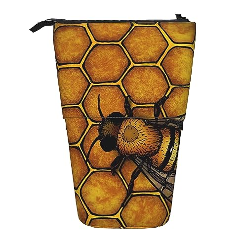 ATOurDealss Bee Honeyybee Druck-Bleistifttasche, Teleskop-Etui, Schreibwaren-Aufbewahrungstasche, Federmäppchen, Erwachsene, Aufbewahrungsbox, Schwarz , Einheitsgröße, Federmäppchen von ATOurDealss