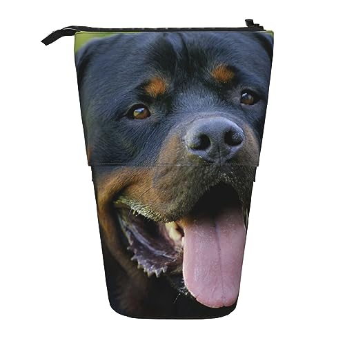 ATOurDealss Rottweiler Teleskop-Etui mit Tapetendruck, Schreibwaren-Aufbewahrungstasche, Federmäppchen, Erwachsene, Aufbewahrungsbox, Schwarz , Einheitsgröße, Federmäppchen von ATOurDealss