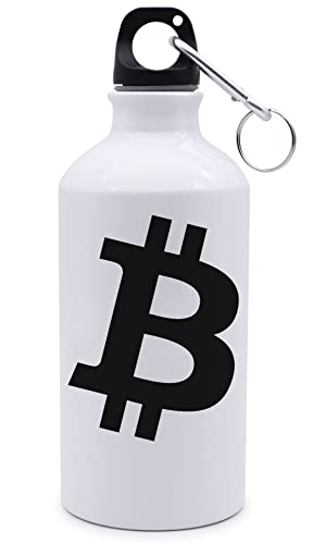 Black Fonted Bitcoin Bold Graphic Touristische Wasserflasche Weiß 500ml von ATPRINTS