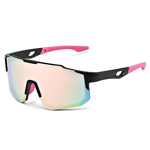ATSGJLZN Sonnenbrille Herren Polarisiert Fahrradbrille Herren Damen Selbsttönend UV 400 Schnelle Brille, Sportbrille Polbrille für Angler Rennrad Fahrrad Mtb, für Outdooraktivitäten Wie Laufen Rosa von ATSGJLZN