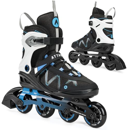 ATTABO Bliss Herren Inlineskates, Größe 40-46 EU, bieten Komfort und Sicherheit. Ausgestattet mit Einer halbsteifen Schale, Einer Aluminiumschiene, 80-mm-PU-Rollen und ABEC-7-Lagern ATTABO Bliss Herren Inlineskates, Größe 40-46 EU, bieten Komfort und Sicherheit. Ausgestattet mit Einer halbsteifen Schale, Einer Aluminiumschiene, 80-mm-PU-Rollen und ABEC-7-Lagern von ATTABO