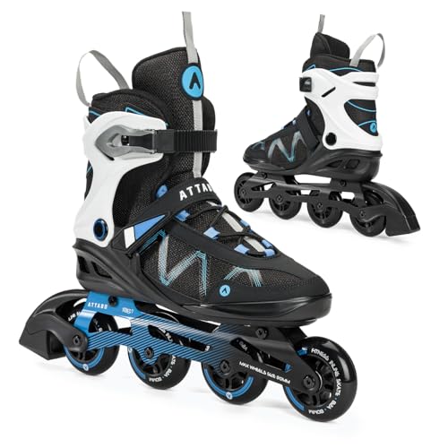 ATTABO Bliss Herren Inlineskates, Größe 40-46 EU, bieten Komfort und Sicherheit. Ausgestattet mit Einer halbsteifen Schale, Einer Aluminiumschiene, 80-mm-PU-Rollen und ABEC-7-Lagern ATTABO Bliss Herren Inlineskates, Größe 40-46 EU, bieten Komfort und Sicherheit. Ausgestattet mit Einer halbsteifen Schale, Einer Aluminiumschiene, 80-mm-PU-Rollen und ABEC-7-Lagern von ATTABO
