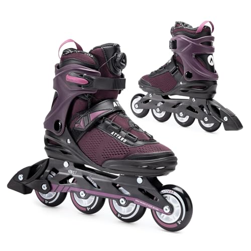 ATTABO Fitness Skates OneFoot 37 EU in Violett sind die perfekte Ausrüstung für Damen für eine AUSSERGEWÖHNÖICHE FAHRT mit ABEC-7 Lagern, 82A PU Rädern und Aluminium Schienen. von ATTABO