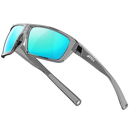 ATTCL Herren Polarisierte Wrap Sonnenbrille UV-Schutz Sportbrille TR90 Rahme Ultraleicht 5001 Clear+Blue ATTCL Herren Polarisierte Wrap Sonnenbrille UV-Schutz Sportbrille TR90 Rahme Ultraleicht 5001 Clear+Blue von ATTCL