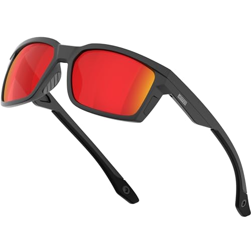 ATTCL Sonnenbrille Herren Polarisierte Sportbrille Fahrerbrille TR90 Rahme Ultra Leicht CAT 3 UV400-Schutz 2238 Black Red von ATTCL