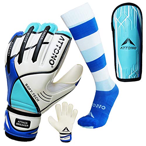 ATTONO Torwarthandschuhe Fingersave im Set Handschuhe mit Stutzen und Schienbeinschonern ATTONO Torwarthandschuhe Fingersave im Set Handschuhe mit Stutzen und Schienbeinschonern von ATTONO