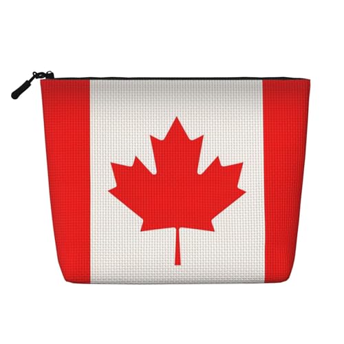 Make-up-Tasche mit kanadischer Flagge, tragbare Kosmetiktasche, große Kapazität, Kosmetiktasche für Damen, für Reiseutensilien, Schwarz , Einheitsgröße von ATTOUD