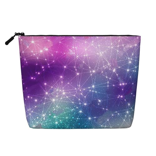 Make-up-Tasche mit magischem Weltraumdruck, tragbare Kosmetiktasche, große Kapazität, Kosmetiktasche für Damen, für Reiseutensilien, Schwarz , Einheitsgröße von ATTOUD