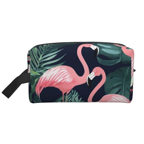 Reise-Kulturbeutel für Herren, Kosmetiktasche mit pinkem Flamingo-Druck, geräumige Kapazität, Kosmetiktasche für Damen, weiß, Einheitsgröße von ATTOUD